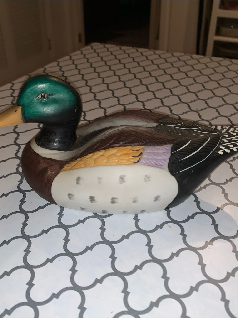 Vintage Pair Ceramic Porcelain Hand painted Mallard Duck Figurines 8.5” EC
